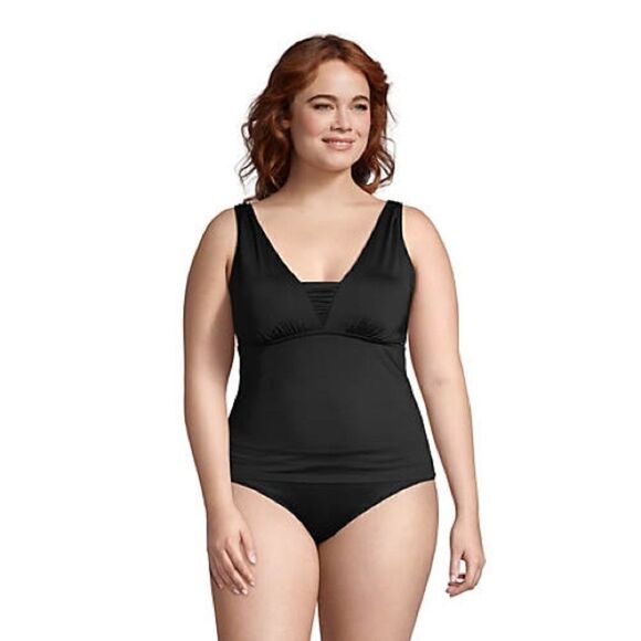 Land’s End Plus Standard Control Lining Grecian Tankini BLACK or Blackberry Var - Picture 10 of 11